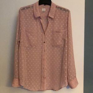 Pink sheer long sleeve shirt